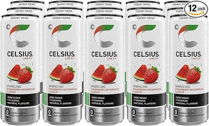 Celsius Bebida Energética Fresa Sandía Sin Azúcar (Pack 12 Latas)
