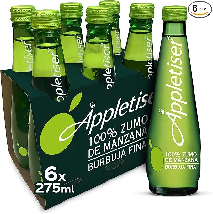 Appletiser Refresco de Manzana Natural con Burbuja Fina - Pack 6 Botellas de Vidrio de 275ml