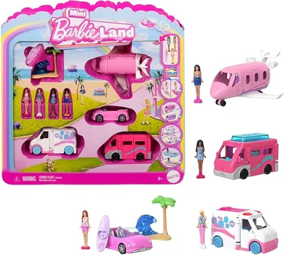 Barbie Mini BarbieLand Conjunto de 4 muñecas y vehículos