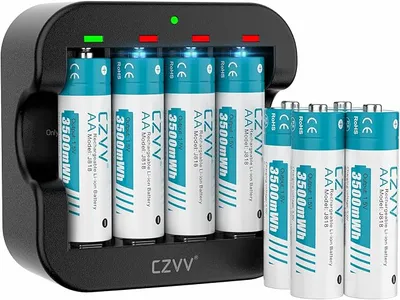 8 Pilas Litio Recargables AA con Cargador Ultrarrápido