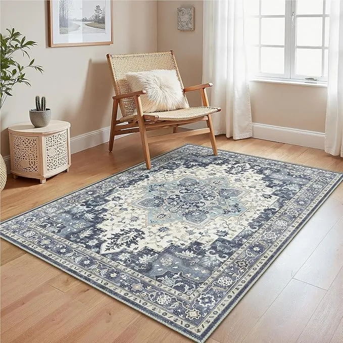 GENIMO Alfombra de Salón Vintage Lavable con Base Antideslizante (80x150cm)