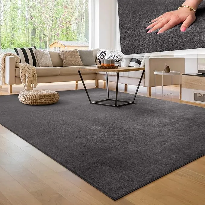 Paco Home Alfombra Moderna y Suave para Salón 140x200 cm Antracita