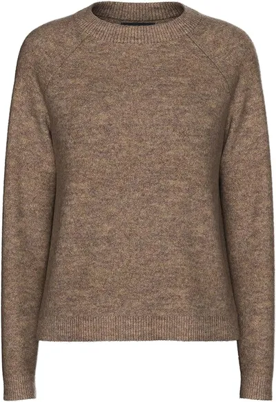 PIECES Jersey para Mujer PCJULIANA LS O-Neck Knit Noos BC Fossil