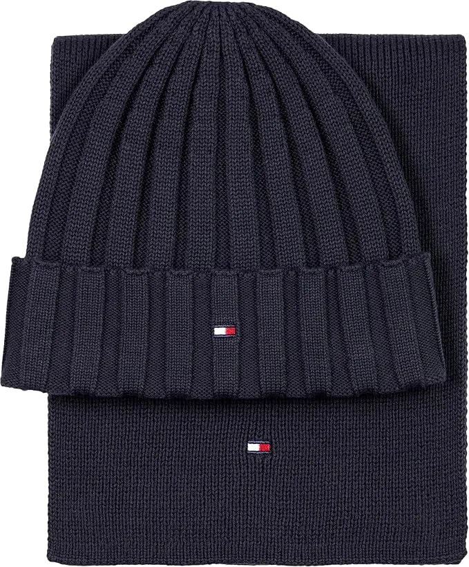 Set Regalo Tommy Hilfiger Infantil - Gorro y Guantes Unisex Azul