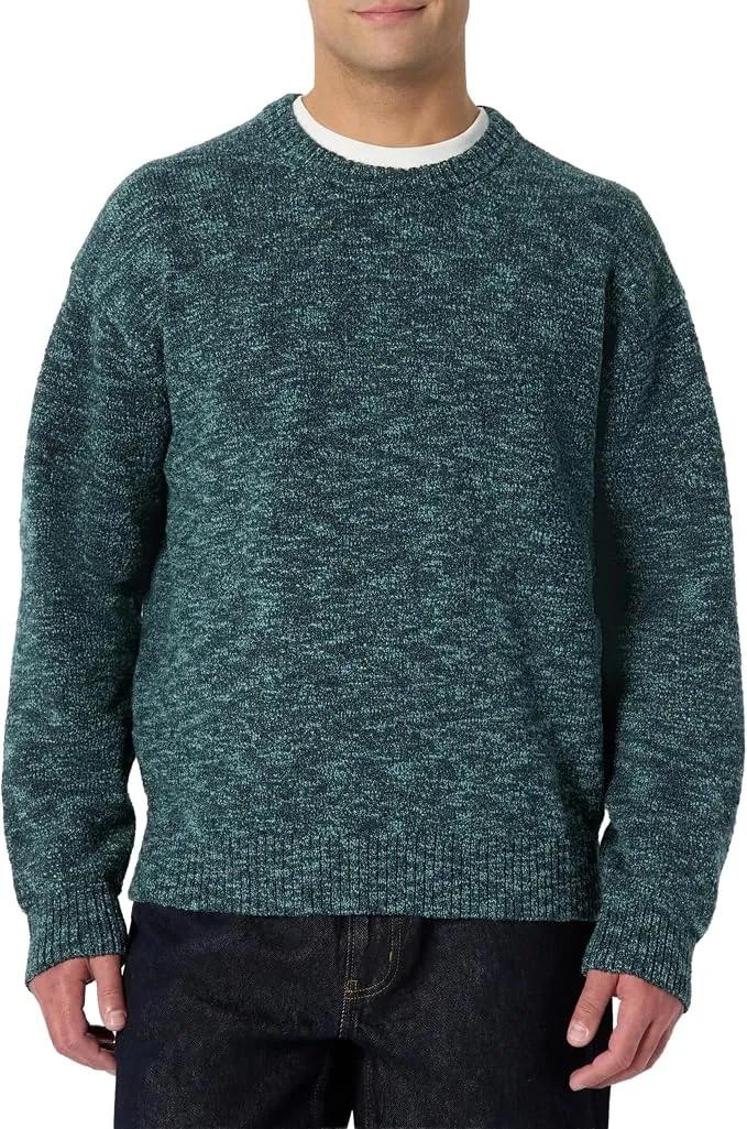 Jersey de Punto Holgado Hombre Amazon Essentials - Verde Oscuro Marga