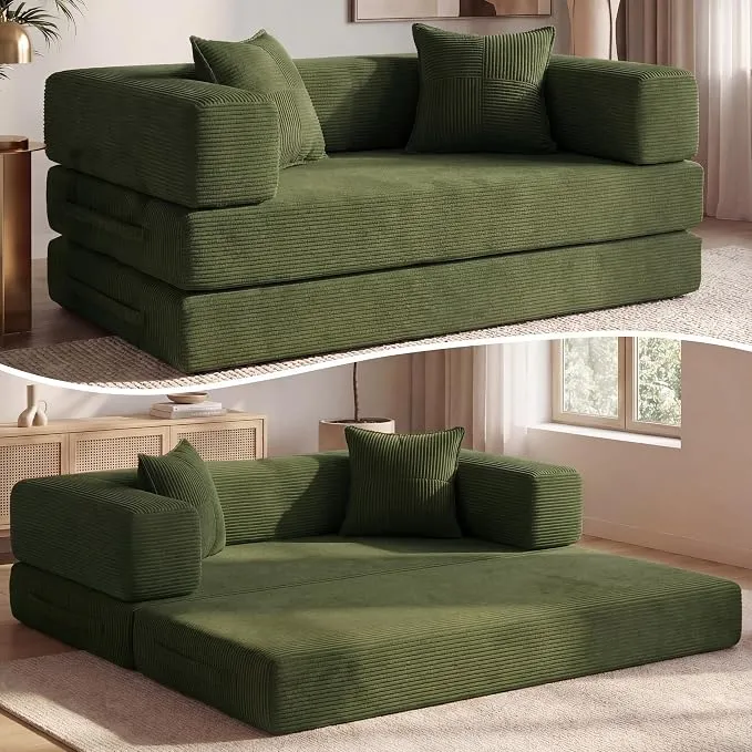 Vipbear Sofá Cama Pana Transformable 5 en 1 Verde