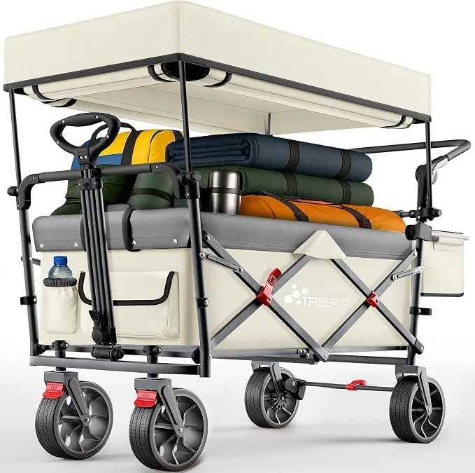 TRESKO® Carro Plegable con Techo y Compartimento Refrigerante, Soporta 150kg