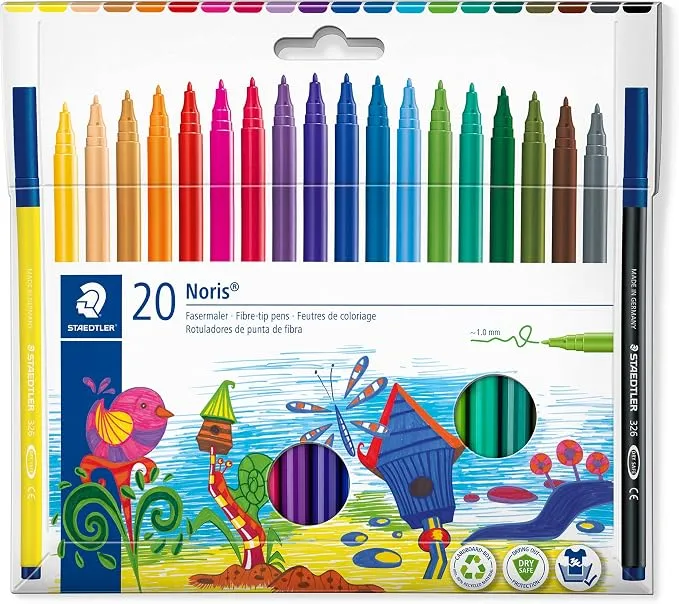 Rotuladores STAEDTLER Noris lavables, 20 colores, punta 1 mm