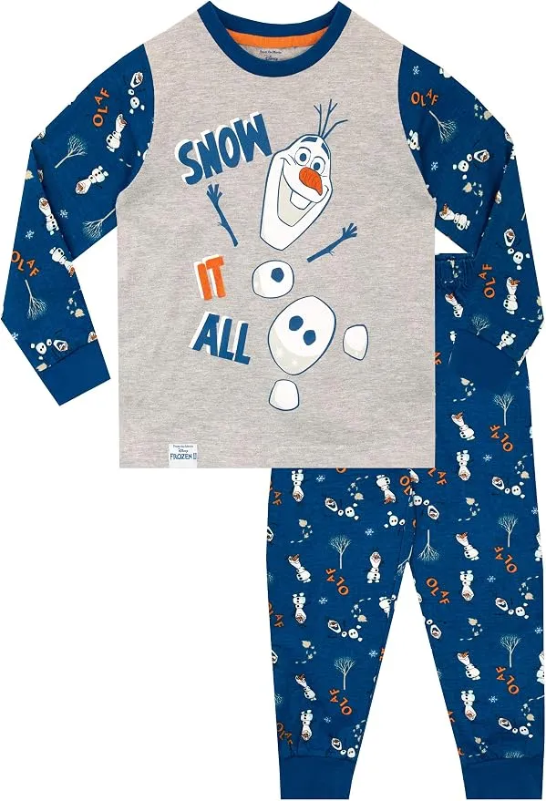 Pijamas Disney Frozen Manga Larga Niños Azul El Reino del Hielo
