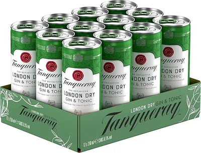 Tanqueray Ginebras London Dry Gin y Tonic 250 ml x 12