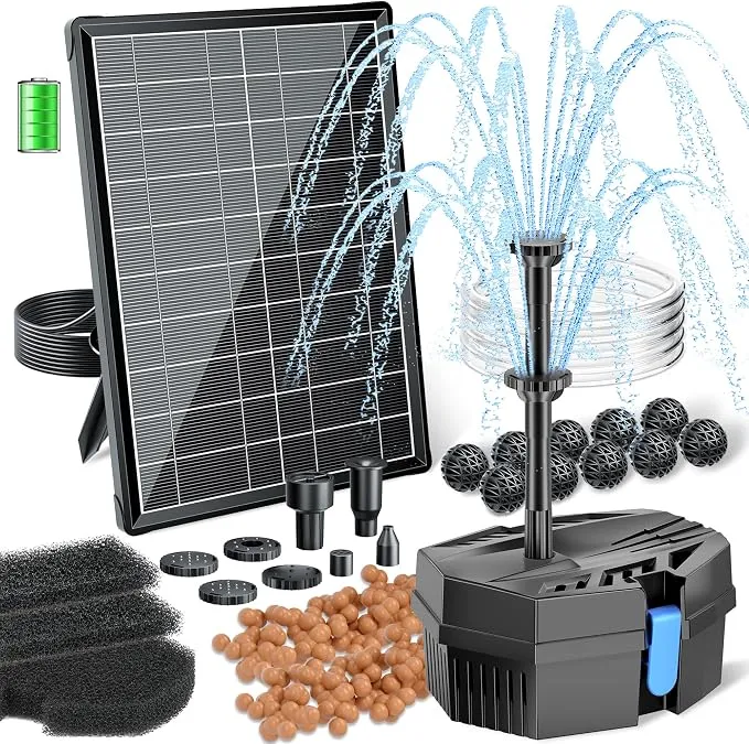 Bomba de Filtro Solar para Estanque Biling 8W con Batería y Boquillas