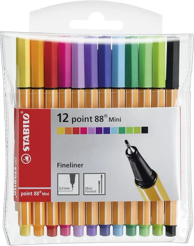 Pack 12 rotuladores STABILO point 88 Mini