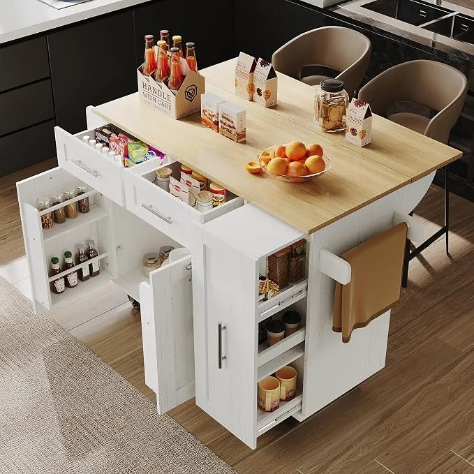 Mesa Extensible Rodante Multifuncional con Almacenamiento
