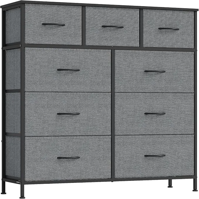 SONGMICS Cómoda 9 Cajones Gris Pizarra Colección BELLAH