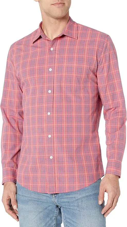 Camisa Informal de Popelina Manga Larga Corte Recto Amazon Essentials Hombre