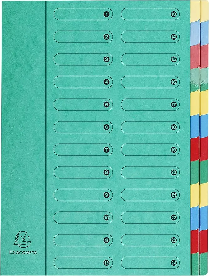 Exacompta 5124E Clasificador Harmonica A4 con 24 Compartimentos - Verde Brillante