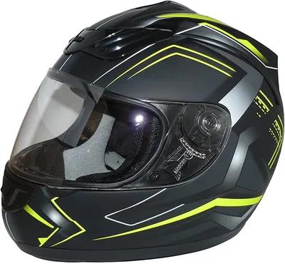 protectWEAR - Casco de moto H510 Arrow mate begro / amarillo neón - S