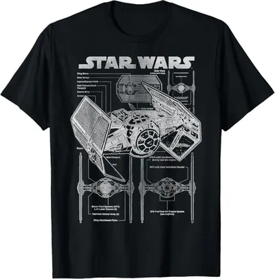 Camiseta Star Wars TIE Fighter Blueprint Técnica