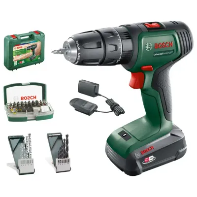 Bosch Taladro Atornillador a Batería 18V con Percusión y Accesorios