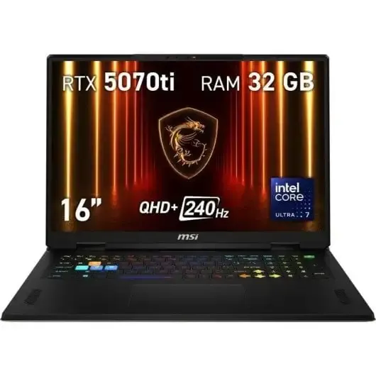 Portátil MSI Vector 16 Ultra 7 con RTX 5070 Ti, 32GB RAM y 1TB SSD