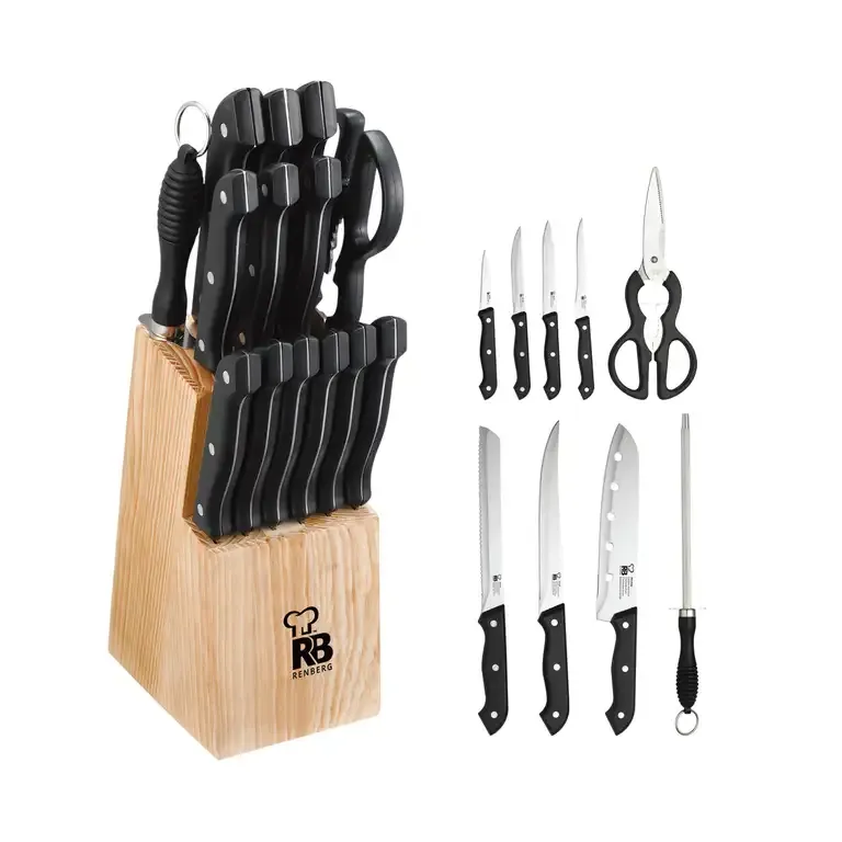Set de 15 Piezas de Cuchillos Renberg Tenessy con Bloque de Madera