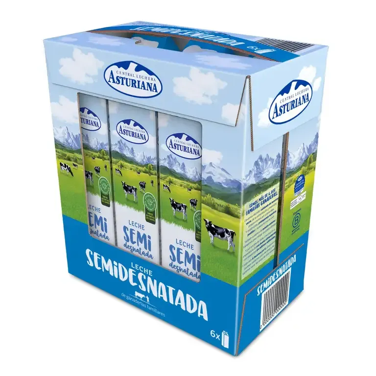 Pack 6x Leche Semidesnatada Central Lechera Asturiana 1L