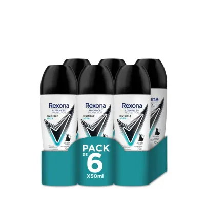 6X Desodorantes Rexona Advanced Invisible Aqua