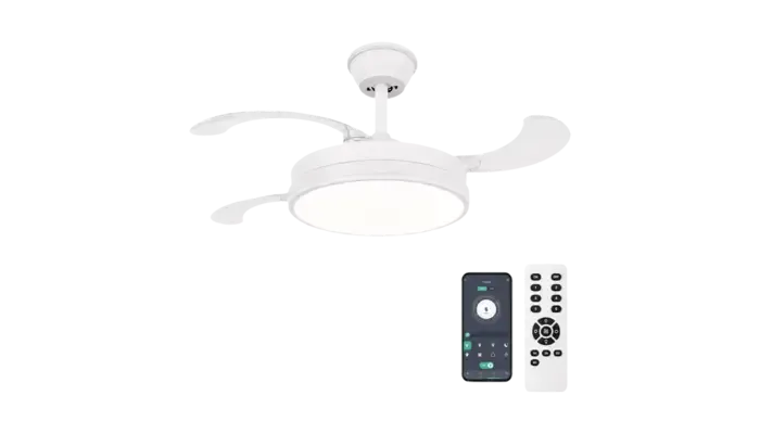 Ventilador de Techo LED Retráctil con Motor DC Silencioso y Control Remoto