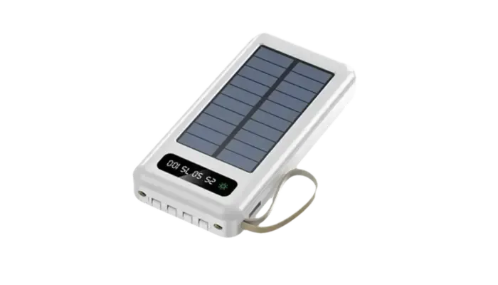 Power Bank Solar 20000 mAh con Cables Integrados y Linterna LED