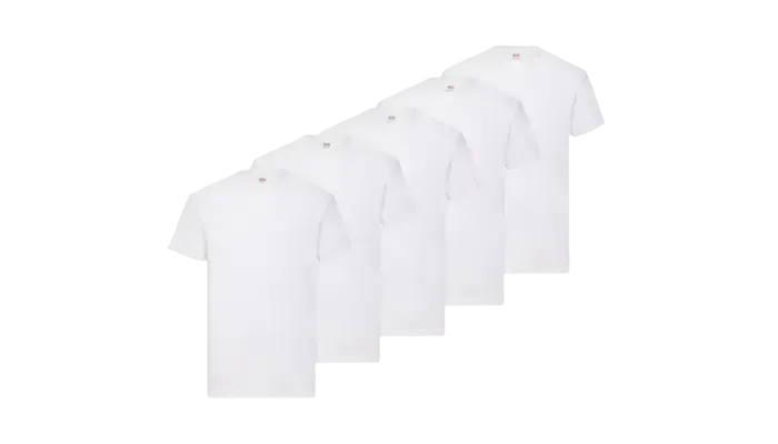 Pack 5 Camisetas Básicas Blancas de Algodón 150G