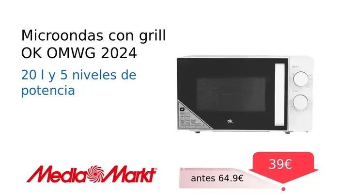Microondas con grill OK OMWG 2024 de 20L
