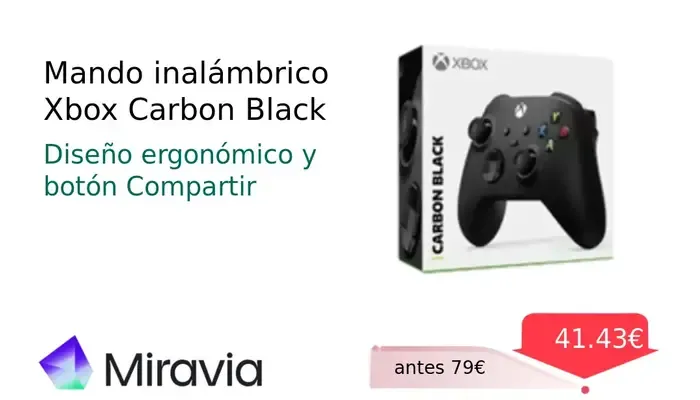 Mando Inalámbrico Xbox Carbon Black para Múltiples Plataformas
