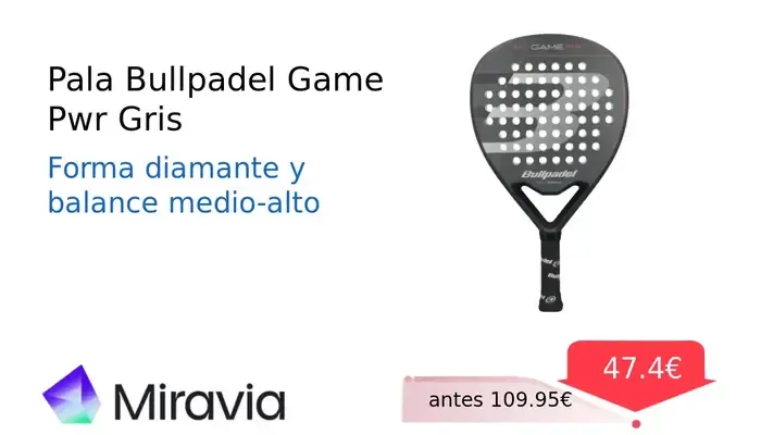Pala de Pádel Bullpadel Game Pwr Gris - Potencia y Control