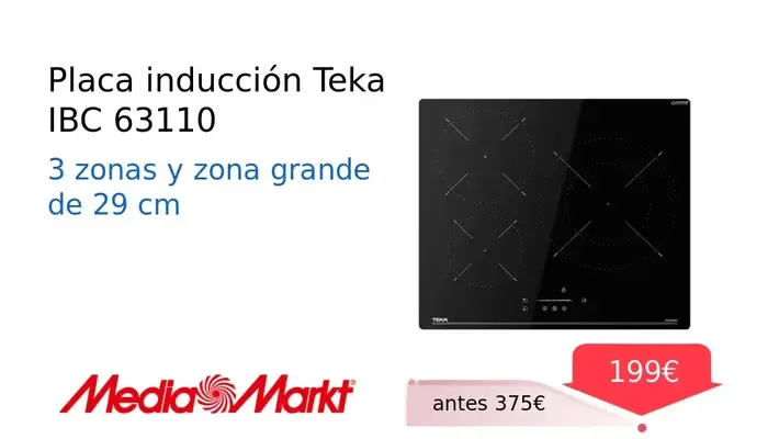 Placa de Inducción Teka IBC 63110 con 3 Zonas de Cocción