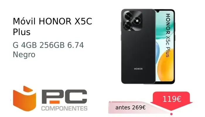 Móvil Honor X5C Plus con 256 GB de Almacenamiento