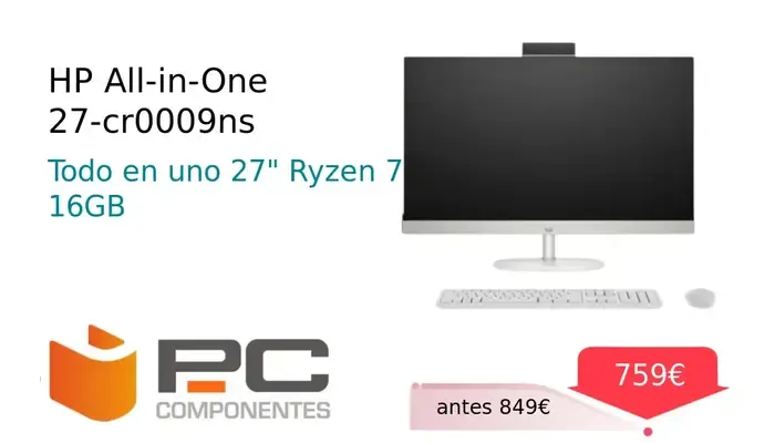 HP All-in-One 27-cr0009ns Ordenador de Sobremesa con Pantalla Nítida