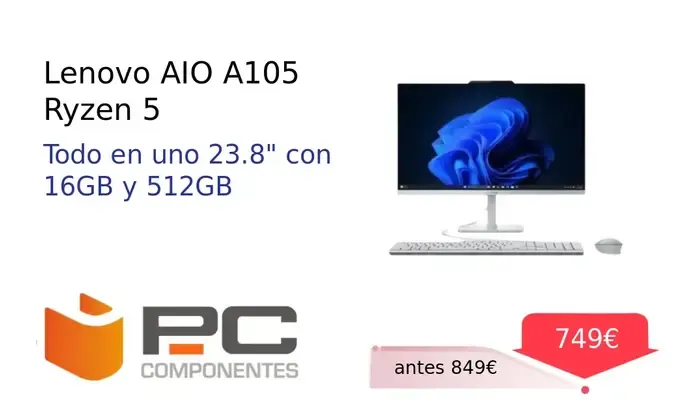 Ordenador de sobremesa Lenovo AIO A105 con procesador Ryzen 5