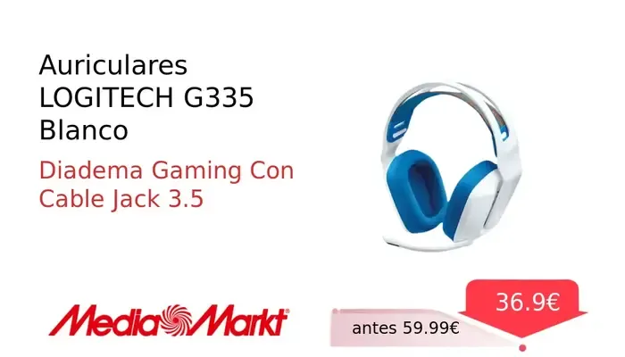 Auriculares Gaming Logitech G335 Blancos con Micrófono Integrado