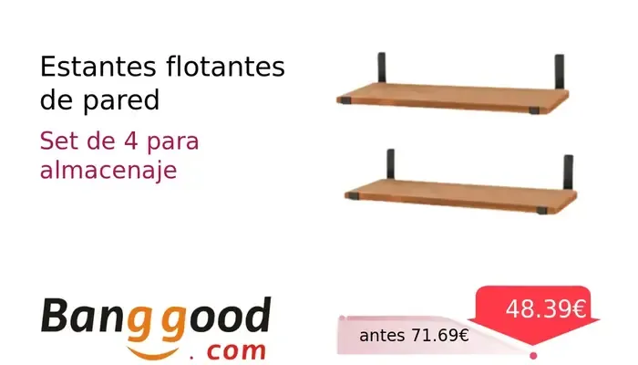 Lote de 4 Estantes Flotantes de Pared para Decoración y Almacenamiento