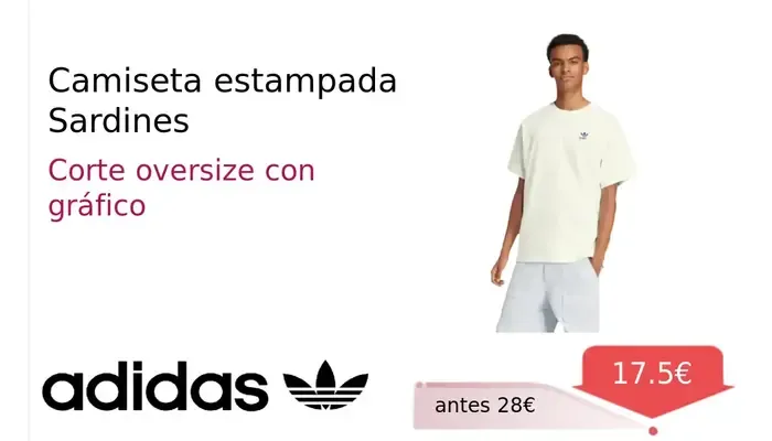 Camiseta Estampada Sardines Adidas Off White