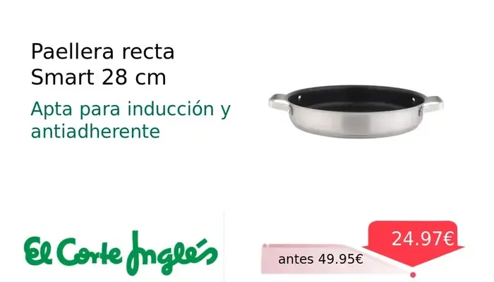 Paellera Recta Smart 28 cm para Inducción
