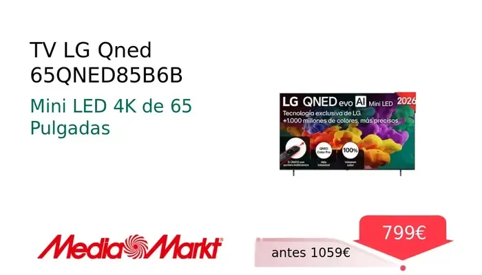 Smart TV LG QNED 65QNED85B6B de 65" Mini LED