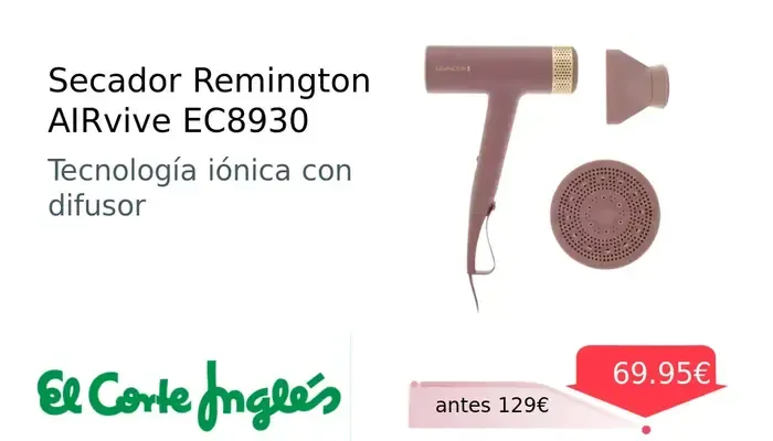 Secador de Pelo Remington AIRvive EC8930 con 1600W de Potencia
