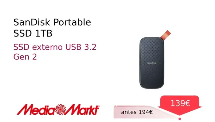 SanDisk Portable SSD 1TB - Almacenamiento Externo de Alta Velocidad