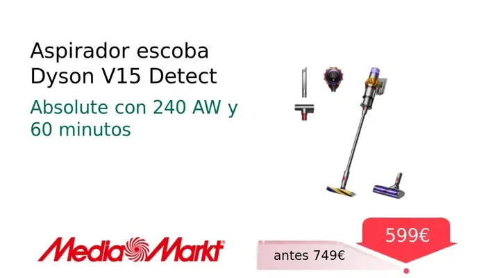 Aspirador Escoba Dyson V15 Detect con Sensor Acústico
