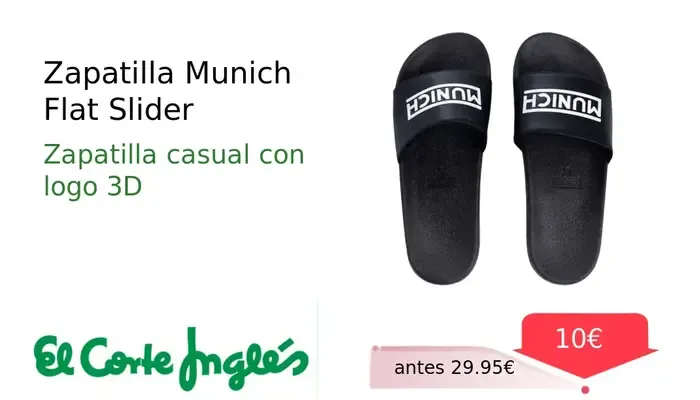 Zapatilla Munich Flat Slider 3D Logo Black