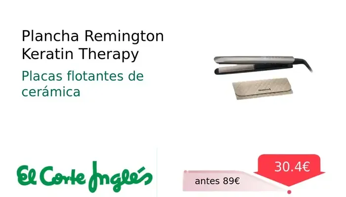 Plancha de Pelo Remington Keratin Therapy con Sensor de Protección