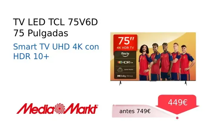 TV LED TCL 75V6D 75 Pulgadas 4K UHD