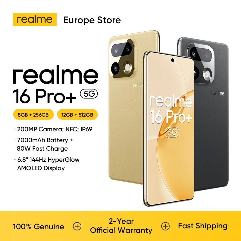 Realme 16 Pro Plus 8GB/256GB: Pantalla AMOLED 144Hz, Cámara 200MP y Batería 7000mAh
