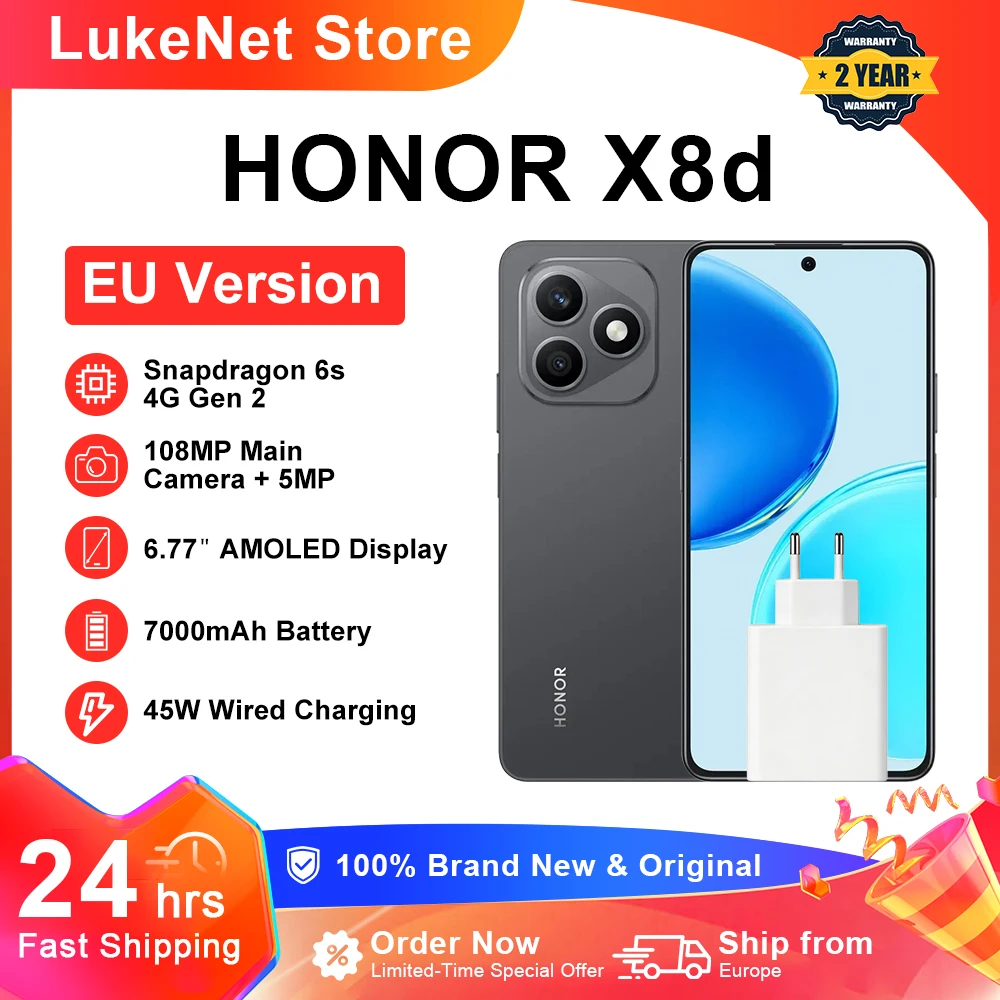 HONOR X8d 8GB/256GB Snapdragon 6s 4G Gen 2 con Pantalla AMOLED y Cámara 108MP